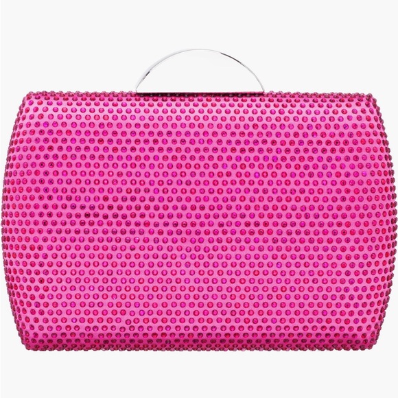 CRYSTAL EMBELLISHED EVENING BAG NWT HOT PINK - Picture 3 of 11